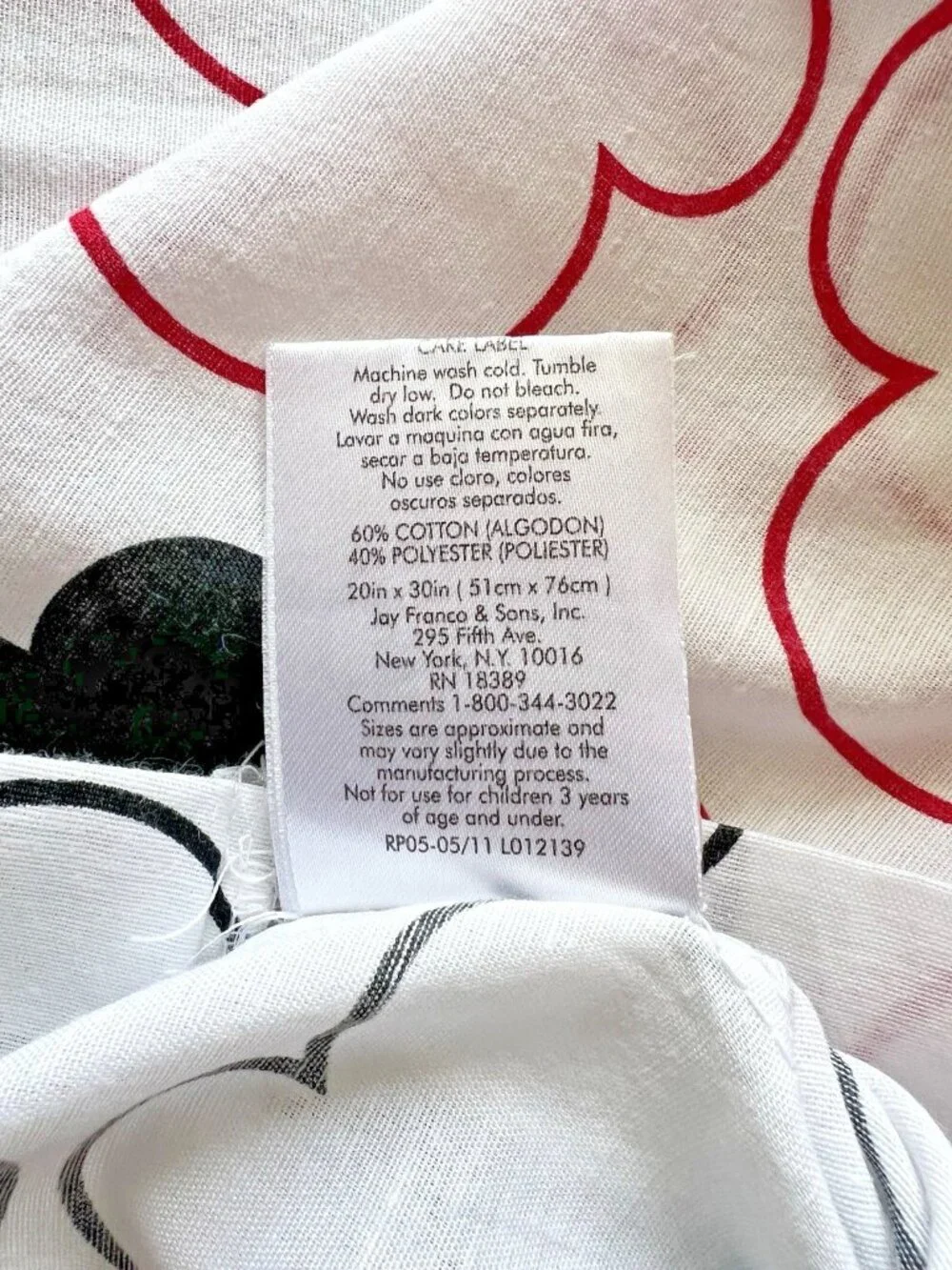 DISNEY HOME Pillow Case Standard Mickey Mouse Red White Black